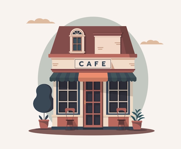 Simple Cafe house vector illustration