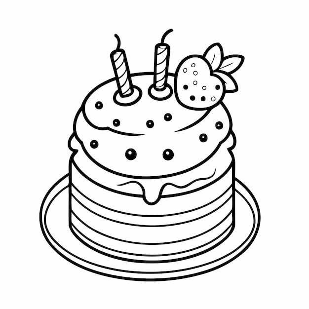 Simple Cake drawing illustration for kids books