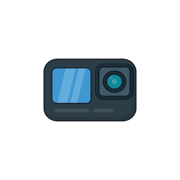 Simple camera icon full color cute cartoon design style isolated by white color