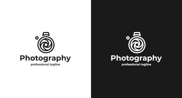 Simple camera photography logo design vector