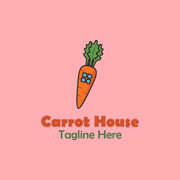 Simple Carrot House Logo Design Vector