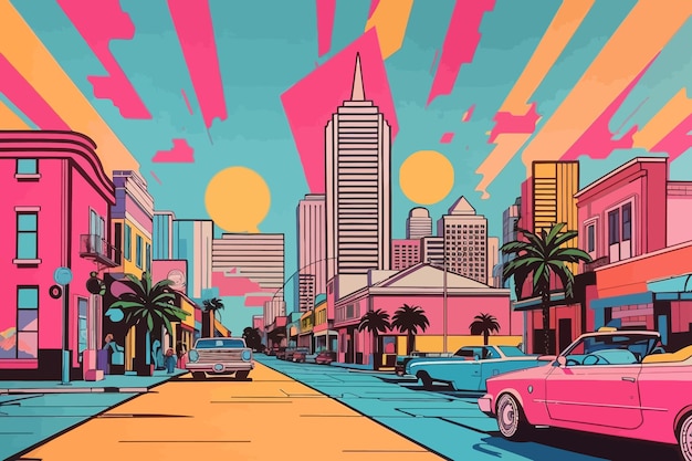 simple cartoon 80s seamless New Orleans vibe pop art deco illustration