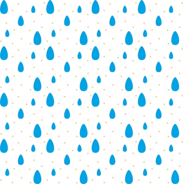 Simple Cartoon Blue Rain Drop Seamless Pattern