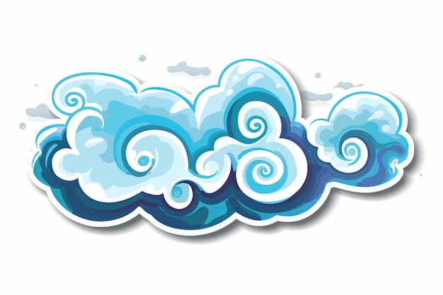 Simple Cartoon Cloud Sticker on White Background