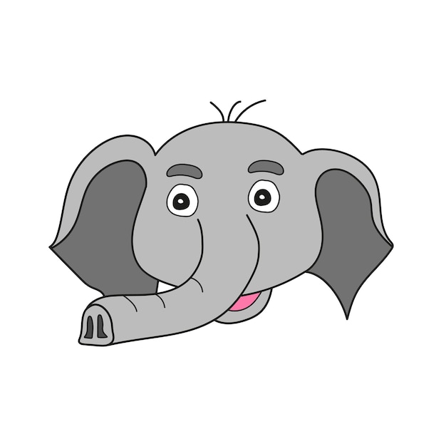 Simple cartoon icon elephant  grey cartoon head