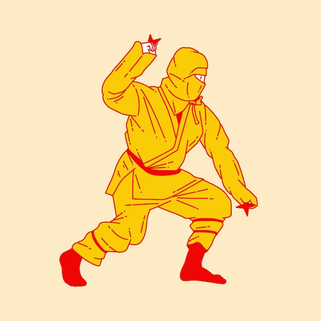 Simple cartoon illustration of a ninja 2