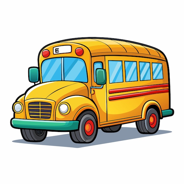 Simple Cartoon School Bus Icon Cartoon Vector Illustration