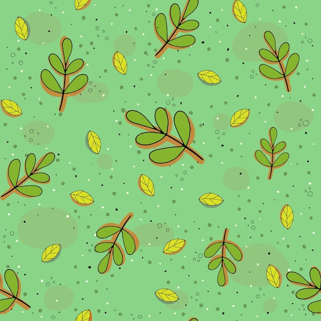 Simple cartoon seamless pattern. vector with cute twigs, suns, leaves