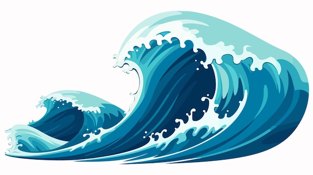 Simple Cartoon Style Ocean Waves Vector Illustration