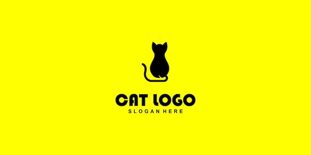 Simple cat fish logo design with unique concept pet shop logo premium vector