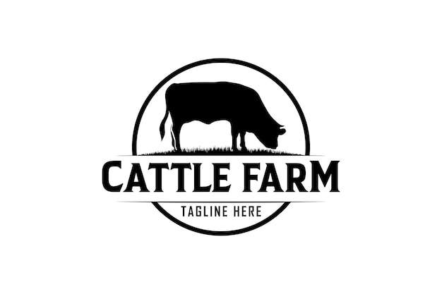 Simple Cattle Farm Logo Vector Vintage farm logo design vector illustration