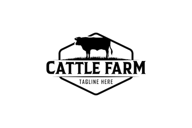 Simple Cattle Farm Logo Vector Vintage farm logo design vector illustration