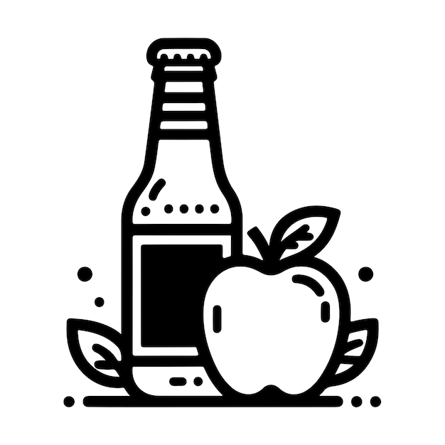 Vector simple celan line art illustration of apple cider