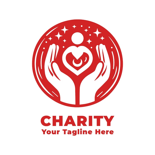 Vector simple charity logo design with flat background