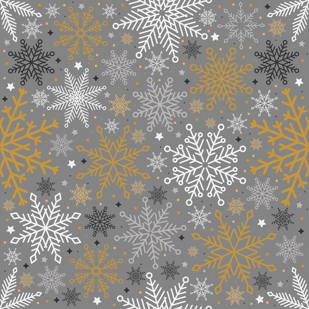 Simple Christmas seamless pattern Snowflakes with different ornaments On white background