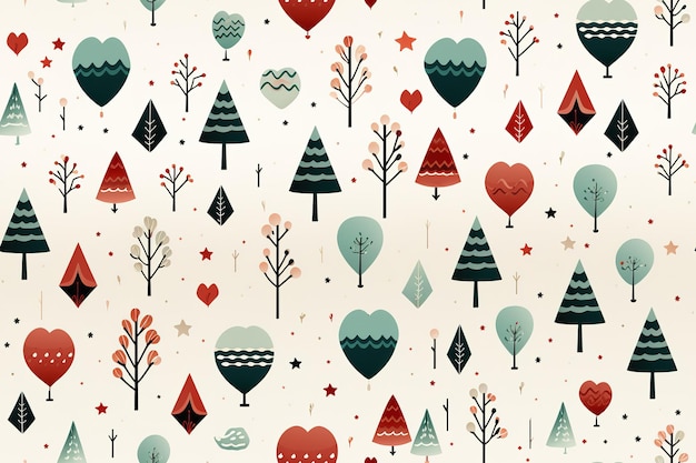 Simple Christmas seamless pattern with geometric motifs Snowflakes and circles with different