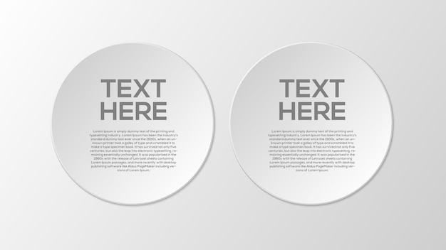 Vector simple circle label vector white paper with shadows isolated on gray background