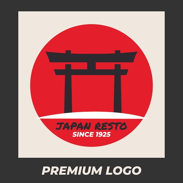 Simple Circle torii gate japan resto traditional logo design Japanese Korea