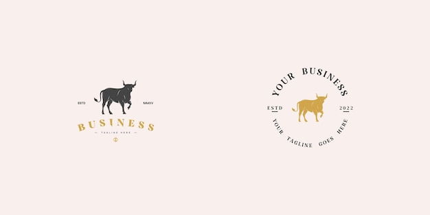 Simple classic bull logo with two looks