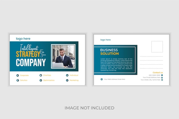 Simple and Clean Corporate Business mrketing Solution Agency Postcard Template Design layout