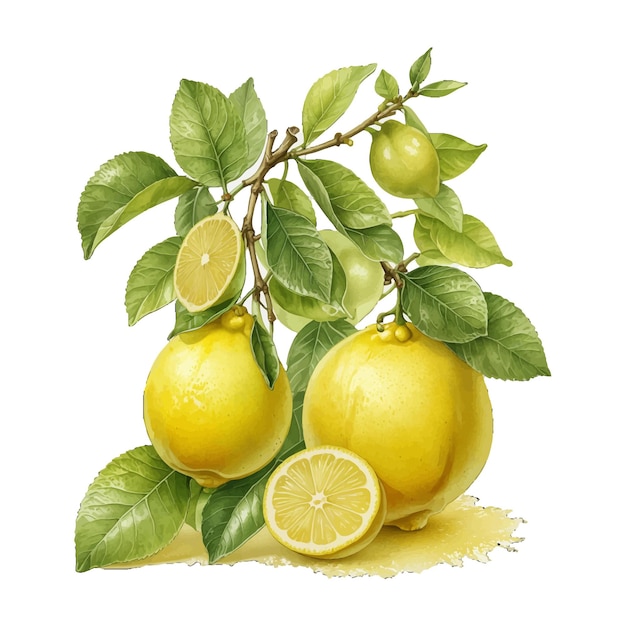 Simple and clean Lisbon Lemon wholebody fruit Old Engraved Vector Fruit