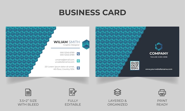 Simple and Clean Modern Minimal Business Card Template Vector