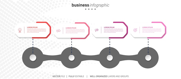 Simple and Clean Presentation Business Infographic Design Template with 4 Bar of Options