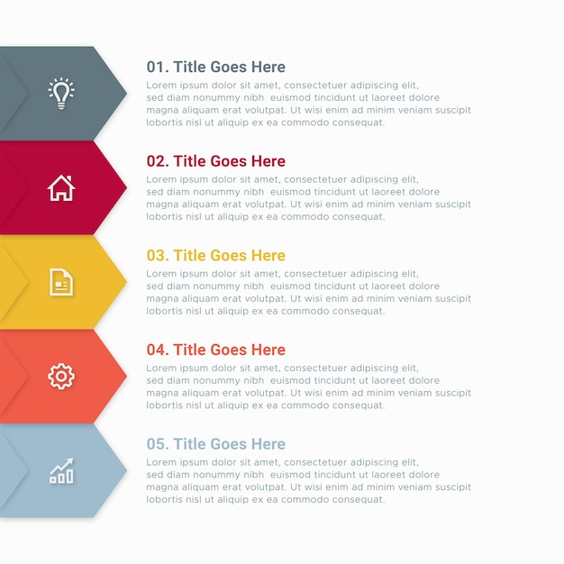 Simple and Clean Presentation Business Infographic Design Template with 5 Bar of Options