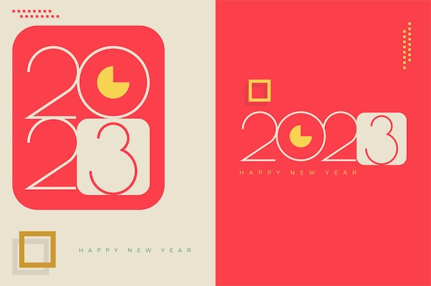 Simple and clean retro poster for happy new year 2023 celebration