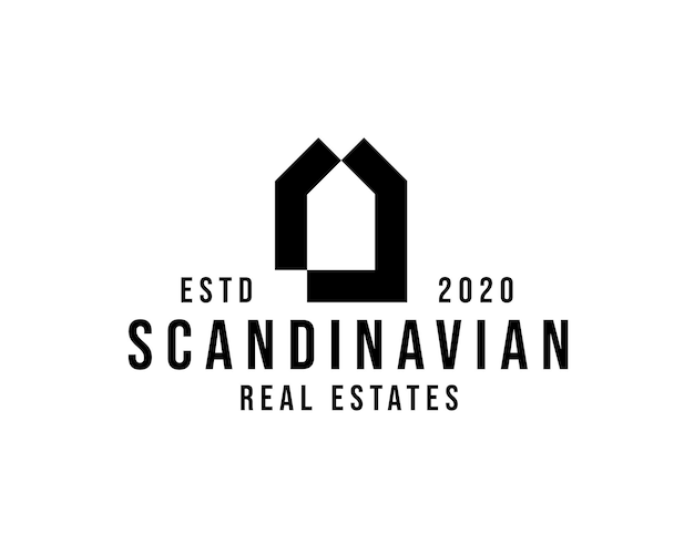 simple and clean scandinavian real estates logo Minimal house logo