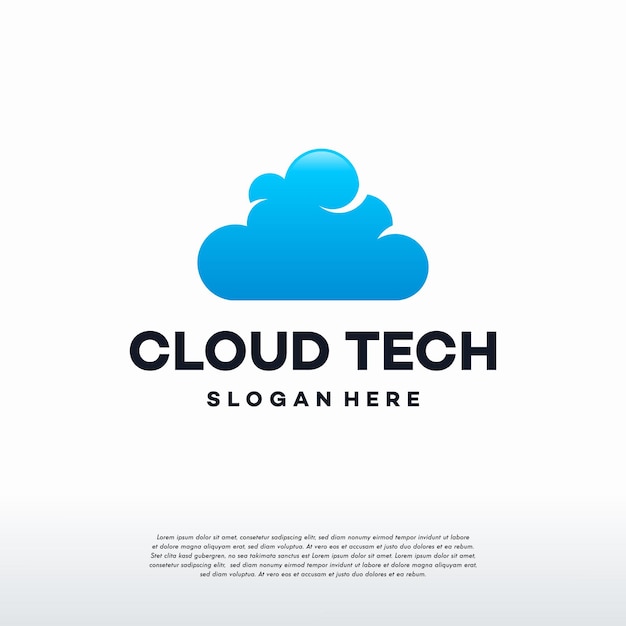 Simple Cloud Technology in circle logo vector illustration