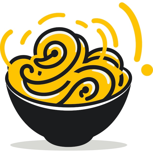 A simple colorful illustration of noodles in a bowl perfect for food blogs social media posts and restaurant menus