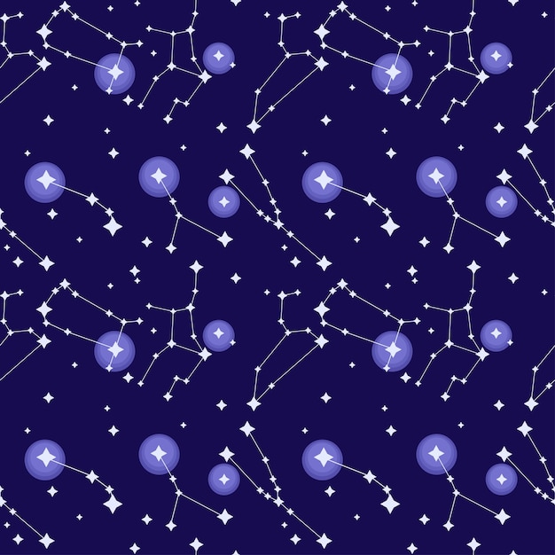 Vector simple colorful seamless vector pattern of a zodiac sign constellation