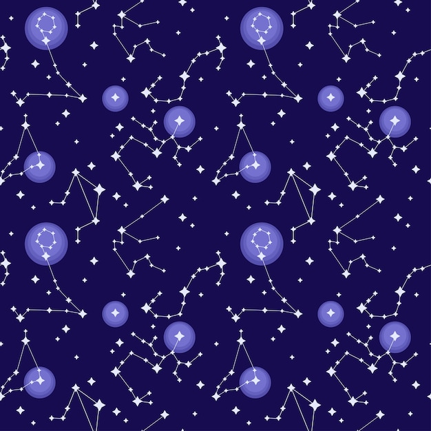 Vector simple colorful seamless vector pattern of a zodiac sign constellation