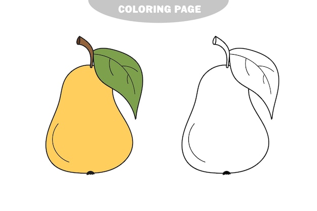 Simple coloring page funny pear to be colored coloring book to educate kids