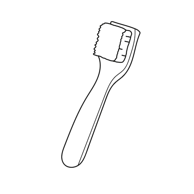 Simple coloring page hand drawn wooden brush vector for coloring book