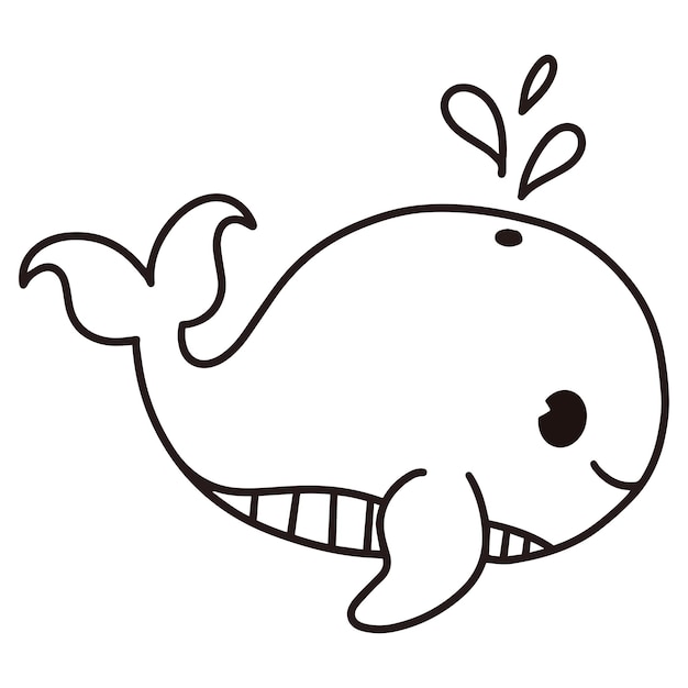 Simple coloring page for kids whale animal vector