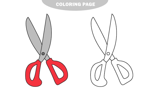 Vector simple coloring page outline scissors on a white background cartoon vector