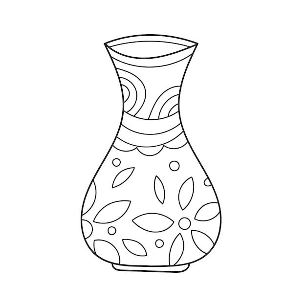 Simple coloring page page to be colored one vector vase with decoration