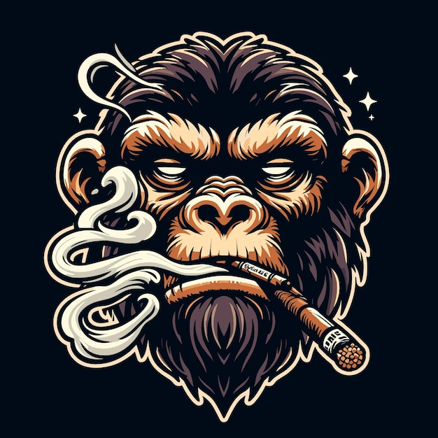 Vector simple colour ape vector smoke