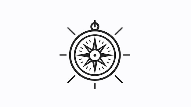 Simple Compass Icon Concept Line Illustration