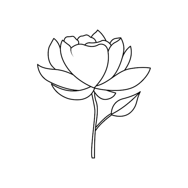 Simple continuous one line art drawing lotus flower illustration