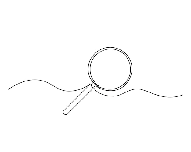 Simple continuous one line drawing of magnifying glass