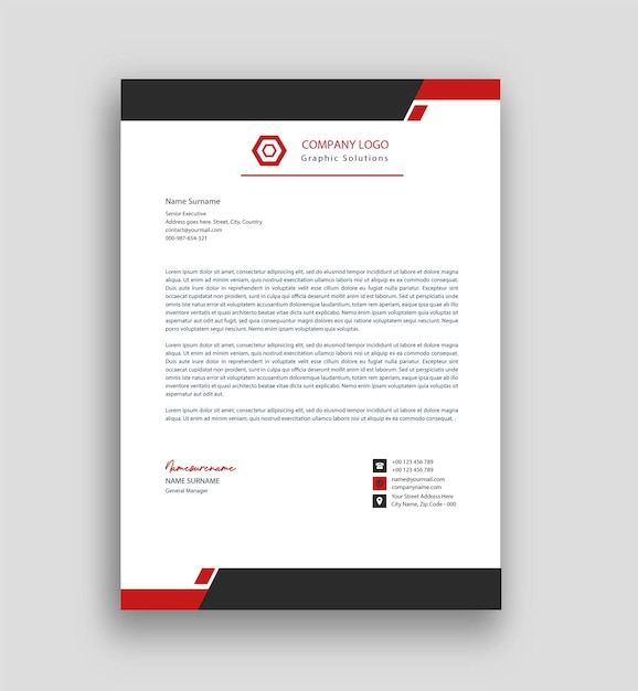 Simple and creative business letterhead template Free vector