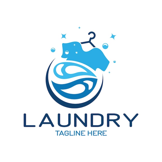 Simple creative laundry logo with the concept of a clothes or clothes washing machine foam