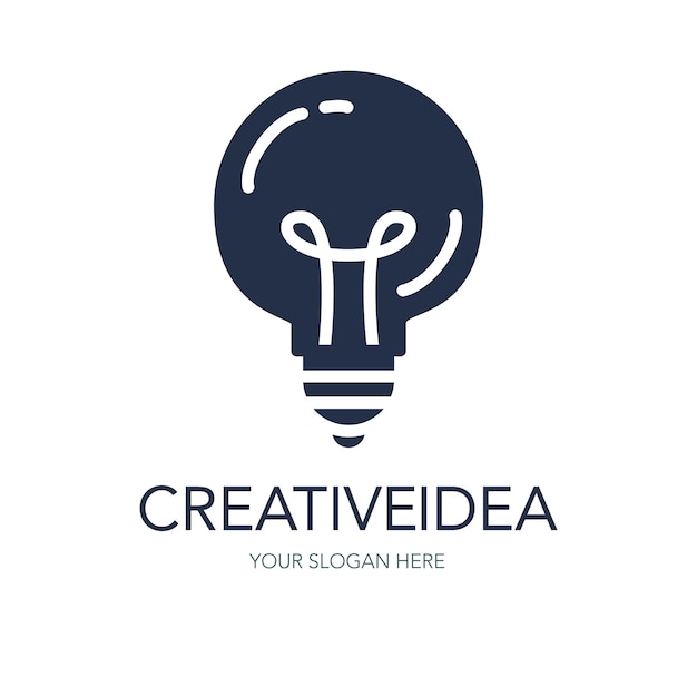 Simple Creative Success Idea Logo. Innovation symbol. Light bulb sign. Design element for business startup, technology, science. Icon concept of invention, study, imagination and creativity. Vector