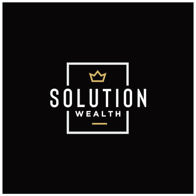 Simple Crown with Square Rectangle Frame Border for Modern Wealth Logo Design