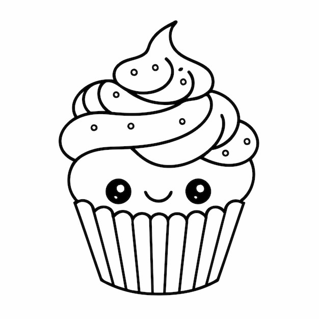 Simple Cupcake for toddlers coloring page