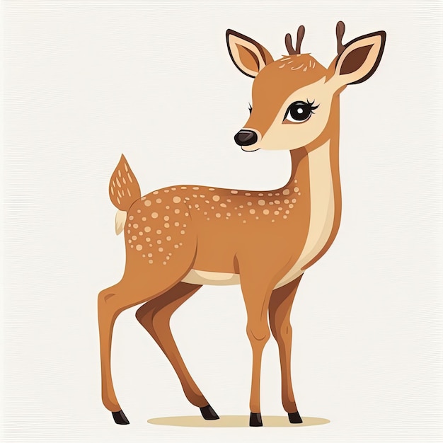 Simple Cute Cartoon Deer, Cute animal illustration, Vector illustration