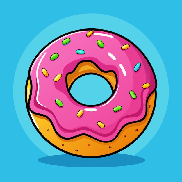 simple cute cartoon donut 80s no words or letters no background comic book style vector